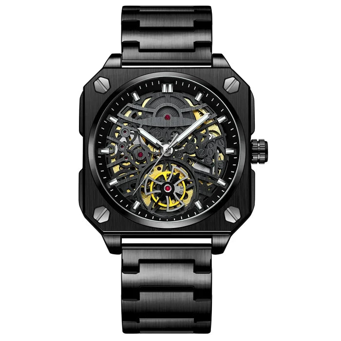 Luxury Luminous Square Tourbillon Skeleton Watch