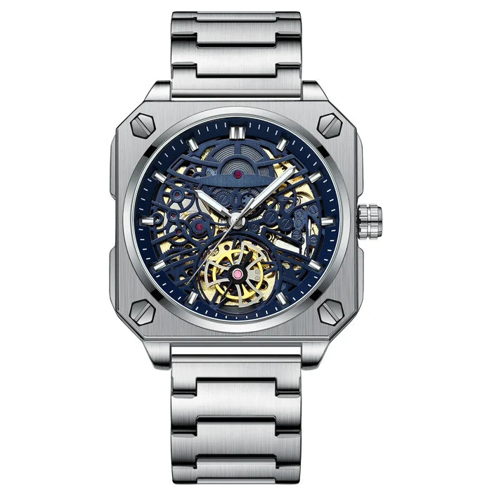 Automatic Mechanical  Watch / White steel - black