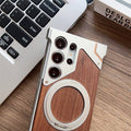 Luxury Magnetic Aluminum Wood Case for Samsung Galaxy S25/S24/S23/S22 Ultra