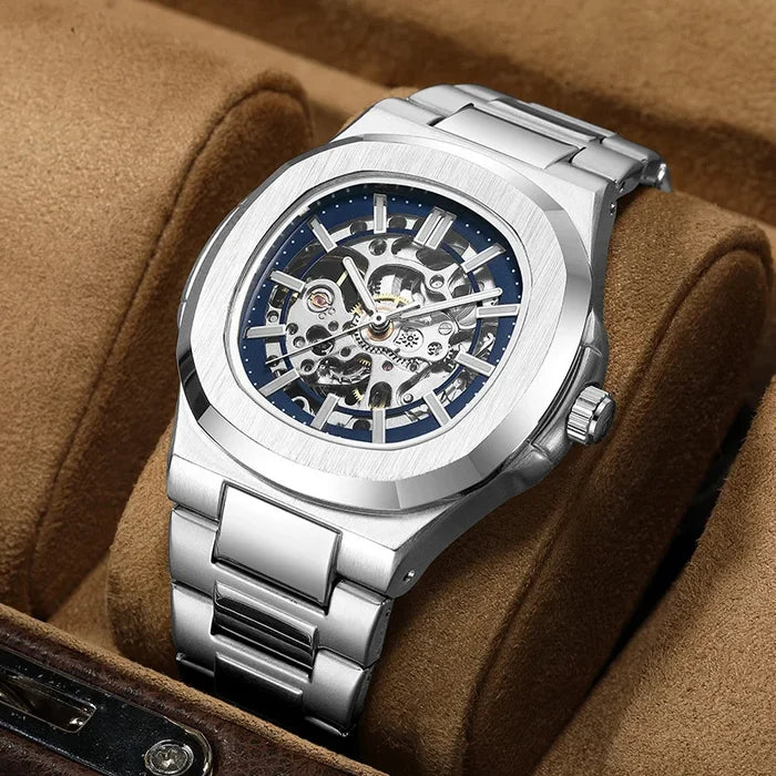 Luxury Men's Automatic Skeleton Watch Luminous Feature Business Hollow Mechanical Men Watch