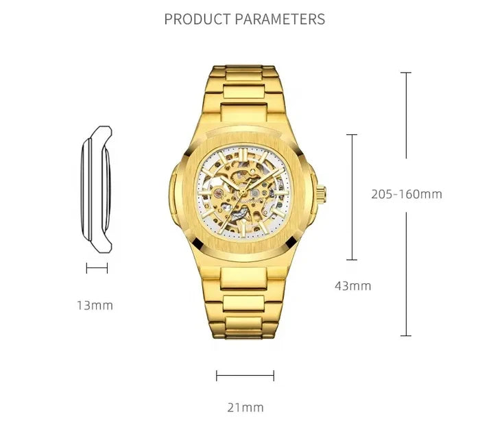 Luxury Men's Automatic Skeleton Watch Luminous Feature Business Hollow Mechanical Men Watch
