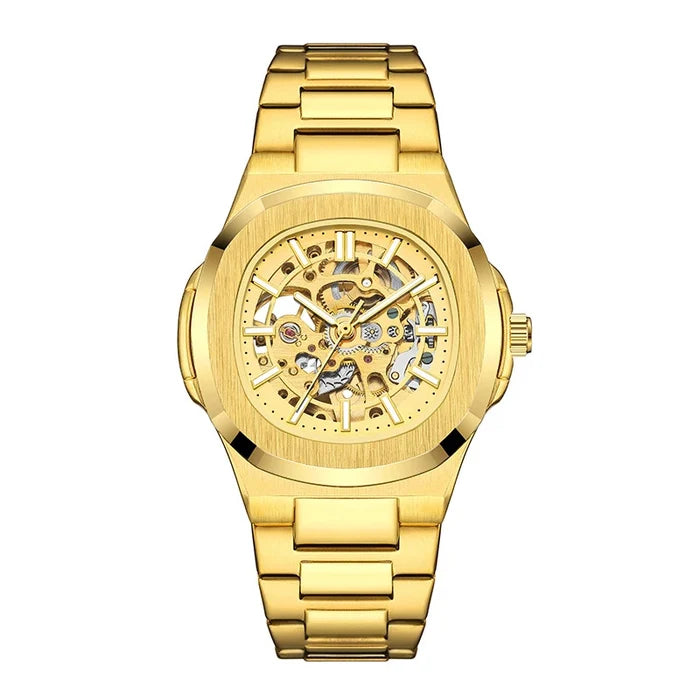 Luxury Men's Automatic Skeleton Watch Luminous Feature Business Hollow Mechanical Men Watch