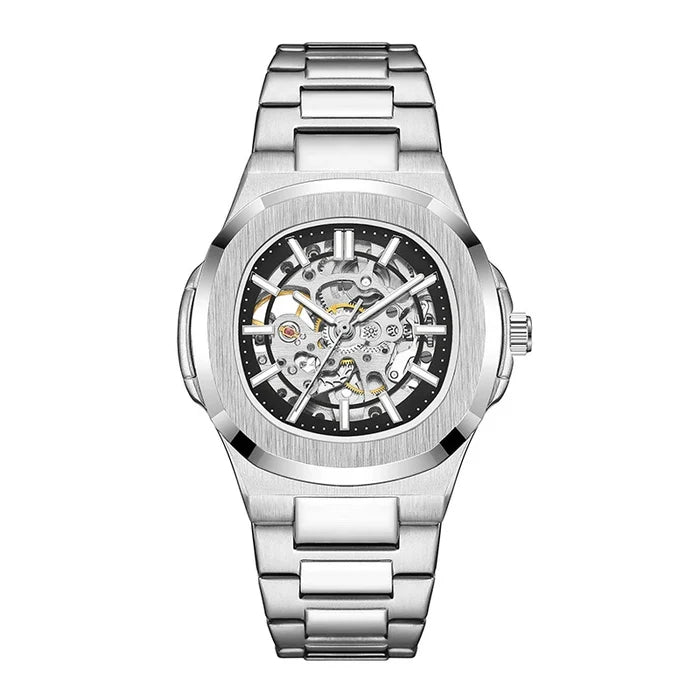Luxury Men's Automatic Skeleton Watch Luminous Feature Business Hollow Mechanical Men Watch