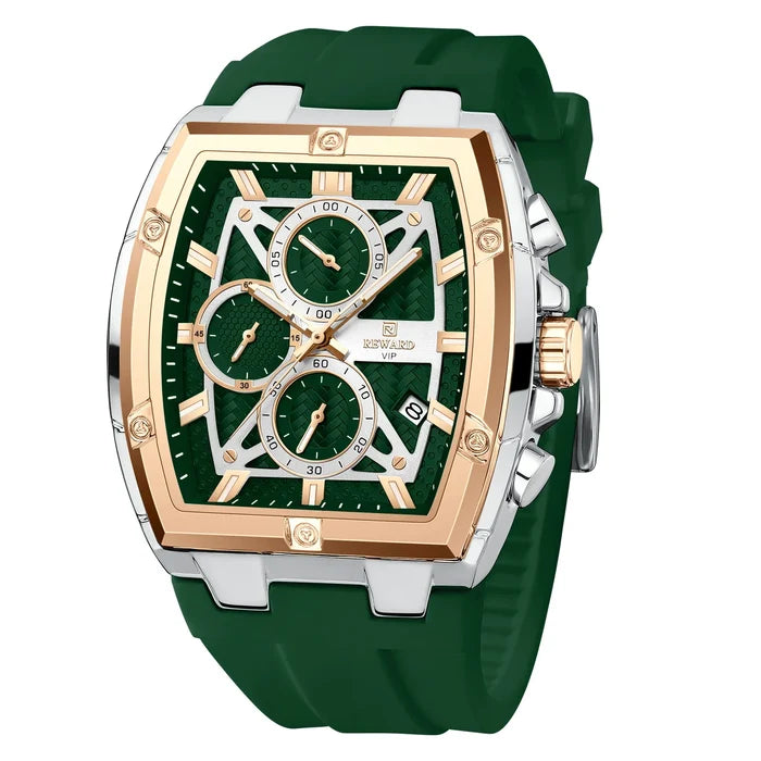 Luxury Men's Square Quartz Watch with Calendar