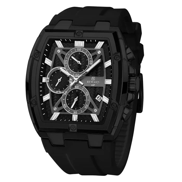 Luxury Men's Square Quartz Watch with Calendar