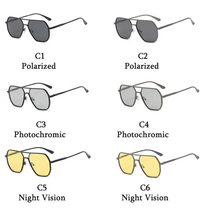 Luxury Metal Photochromic Glasses Men Women Polarized Night and Day