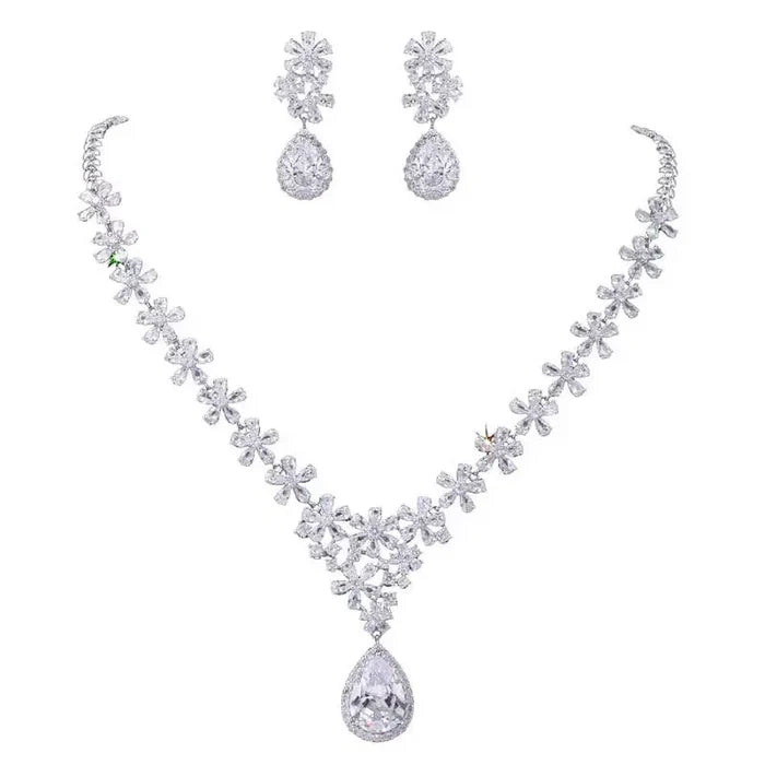 Luxury Micro-Inlaid Stone Necklace & Earring Set