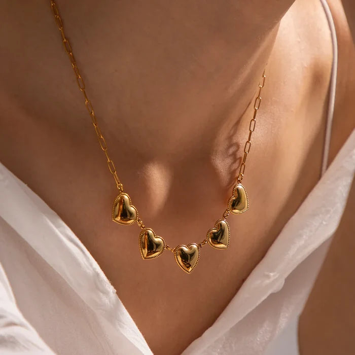 Luxury Peach Heart Brass Zircon Necklace