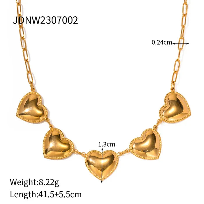 Luxury Peach Heart Brass Zircon Necklace