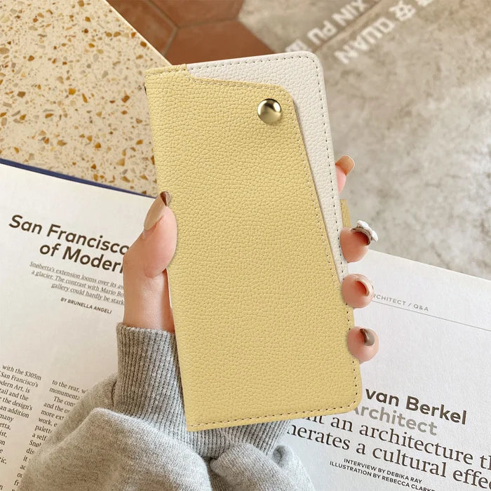 Luxury PU Leather Phone Case with Mirror for  iPhone