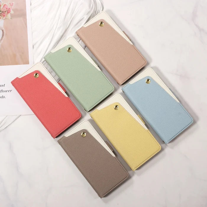 Luxury PU Leather Phone Case with Mirror for  iPhone