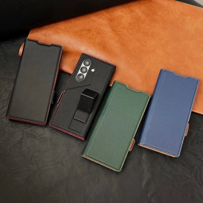Luxury PU Leather Wallet Card Slots Wrist Strap Stand Case