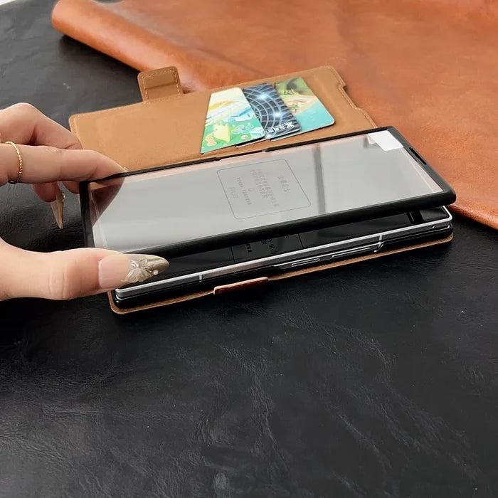 Luxury PU Leather Wallet Card Slots Wrist Strap Stand Case