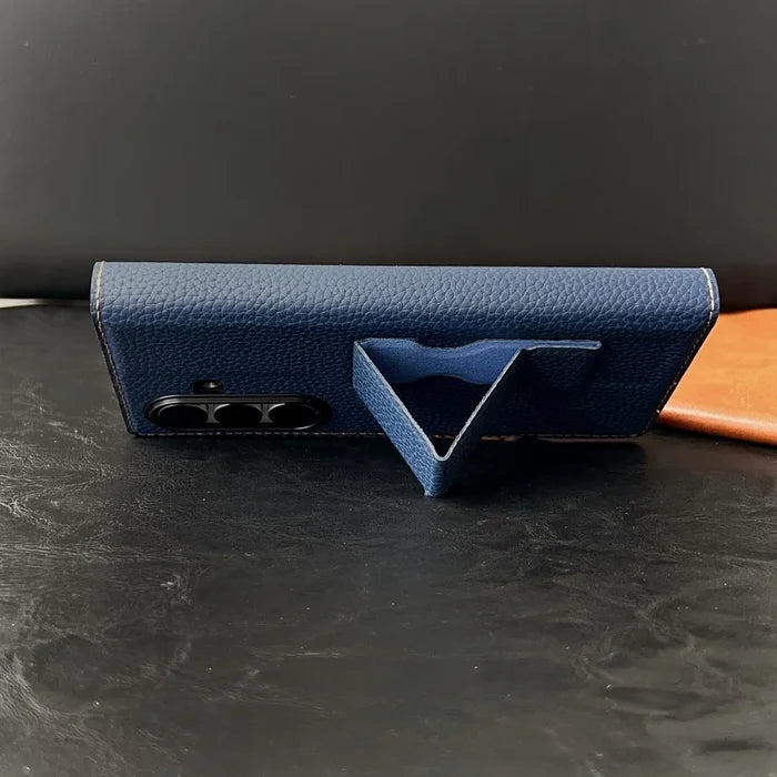 Luxury PU Leather Wallet Card Slots Wrist Strap Stand Case