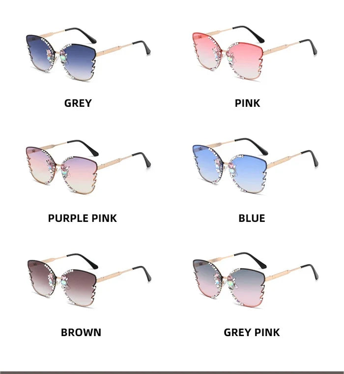 Luxury Rhinestone Butterfly Sunglasses for Women