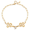 Luxury Rhinestone Snake Necklace - Stainless Steel