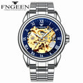 white steel - blue dial