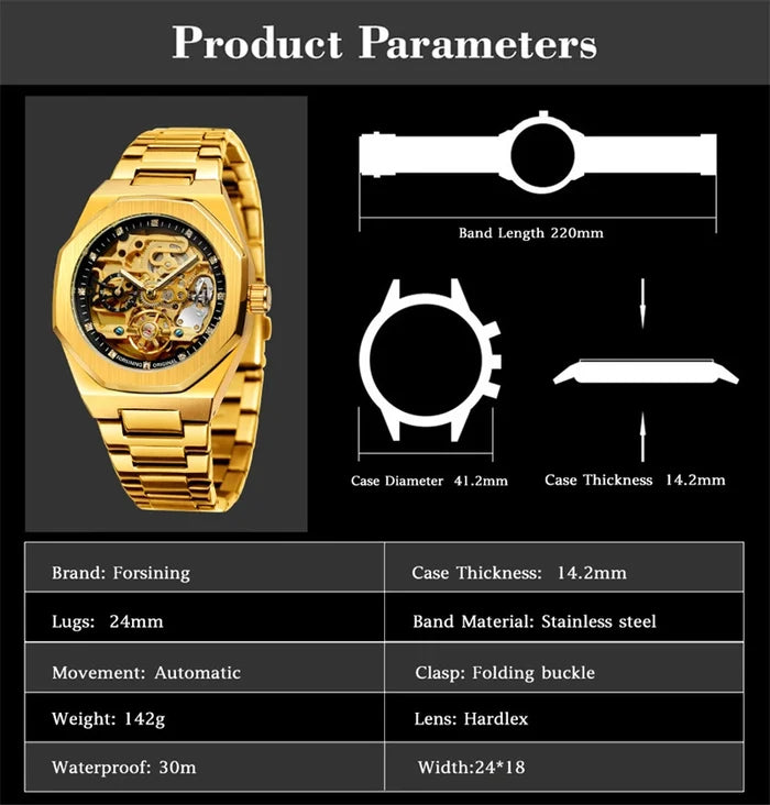 Luxury Silver 3D Hollow Automatic Watch for Men