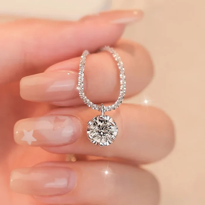 Luxury Silver Rope Chain Necklace with Zircon Pendant