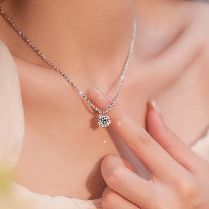 Luxury Silver Rope Chain Necklace with Zircon Pendant