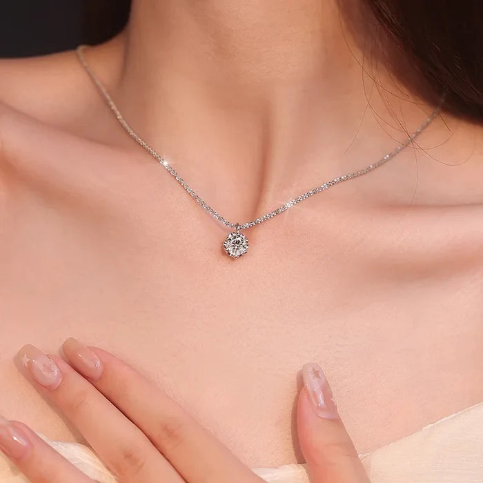 Luxury Silver Rope Chain Necklace with Zircon Pendant