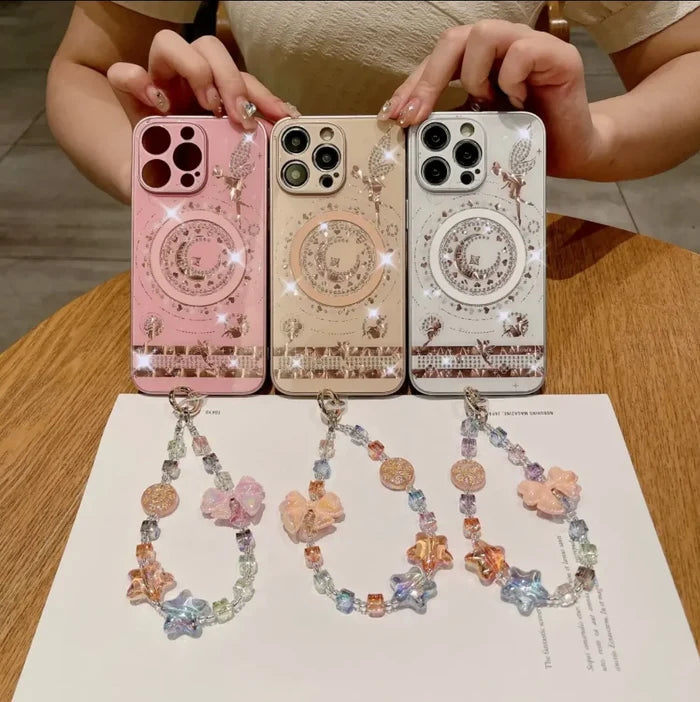 Luxury Sparkling Diamond Elf Pattern Magnetic Charging Case