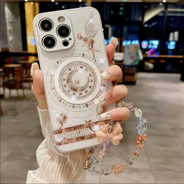 Luxury Sparkling Diamond Elf Pattern Magnetic Charging Case