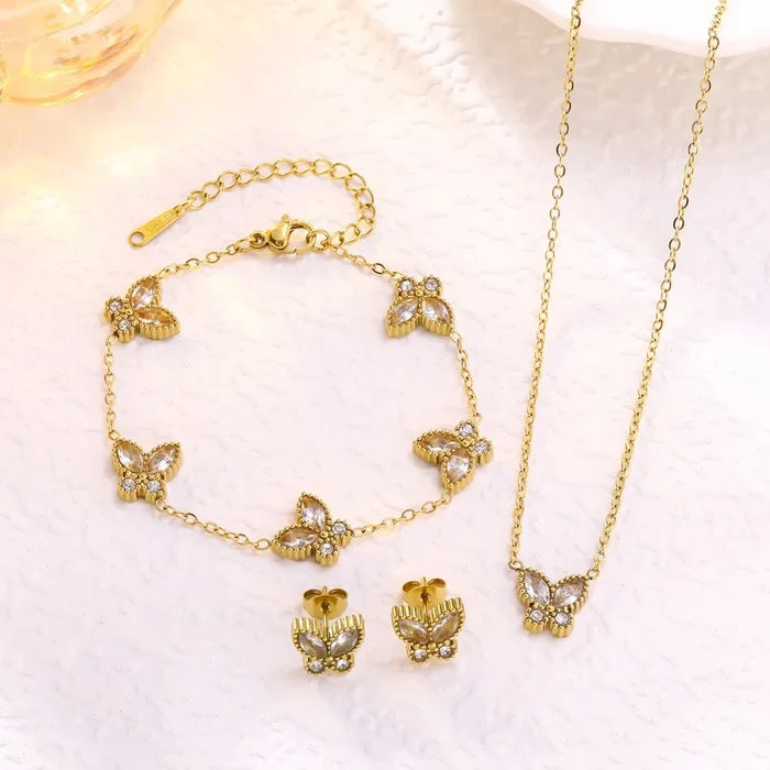 Luxury Stainless Steel Butterfly Jewelry Set