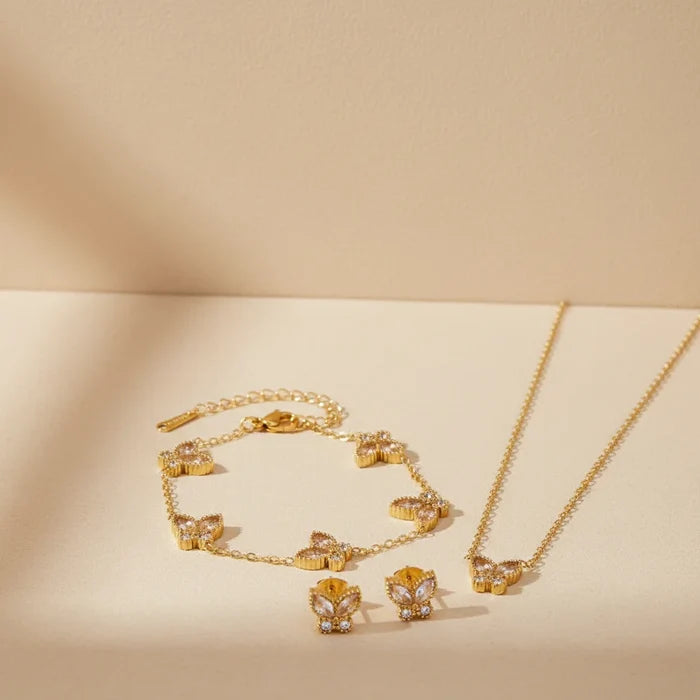 Luxury Stainless Steel Butterfly Jewelry Set
