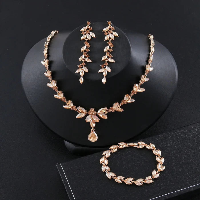 Luxury Vintage Zircon Jewelry Set for Weddings