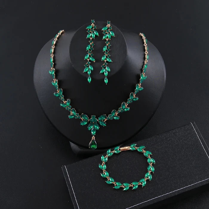 Luxury Vintage Zircon Jewelry Set for Weddings