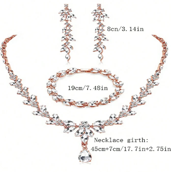 Luxury Vintage Zircon Jewelry Set for Weddings