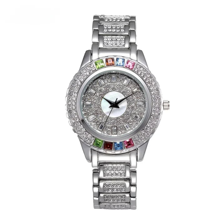 Luxury Women's Diamond Quartz Watch - Gold & Zircon