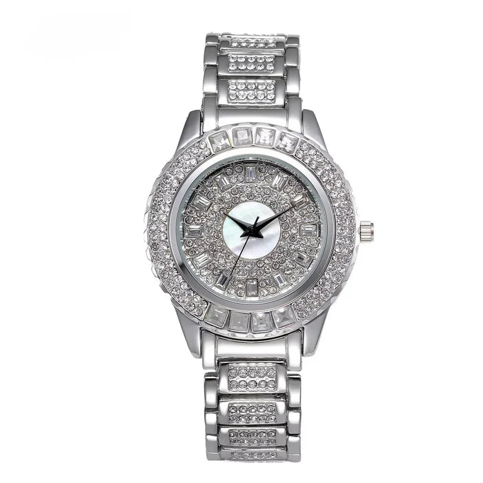 Luxury Women's Diamond Quartz Watch - Gold & Zircon