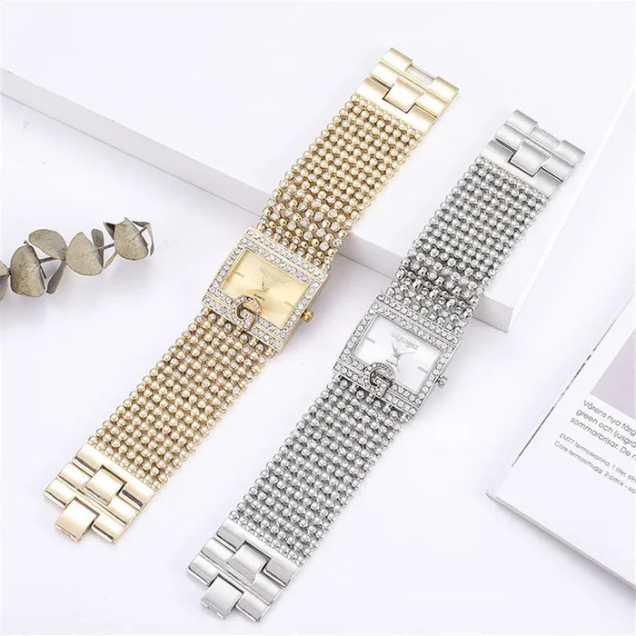 Luxury Women's Quartz Watch - Stainless Steel Square Case