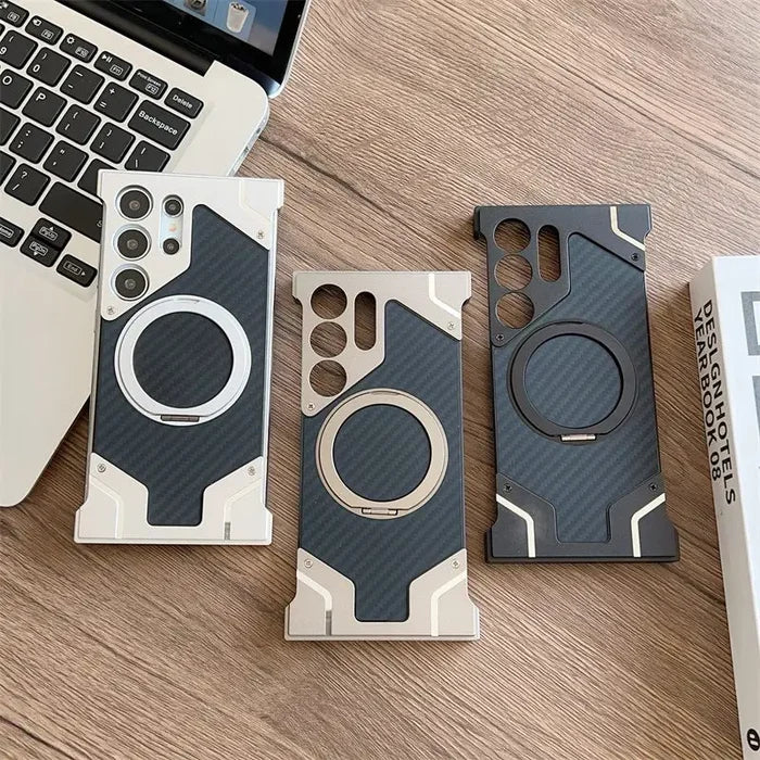 Magnetic Aluminum Metal Frameless Carbon Fiber Back Case for Samsung