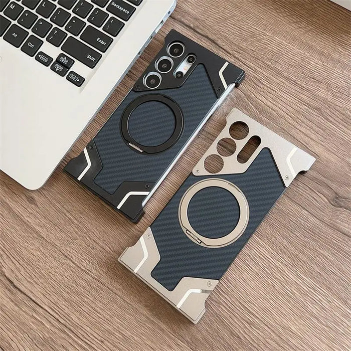 Magnetic Aluminum Metal Frameless Carbon Fiber Back Case for Samsung