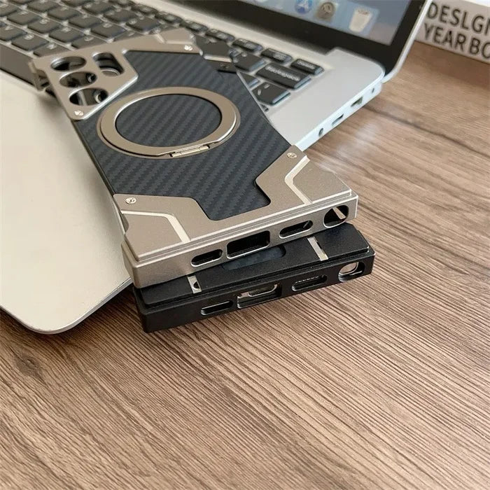 Magnetic Aluminum Metal Frameless Carbon Fiber Back Case for Samsung