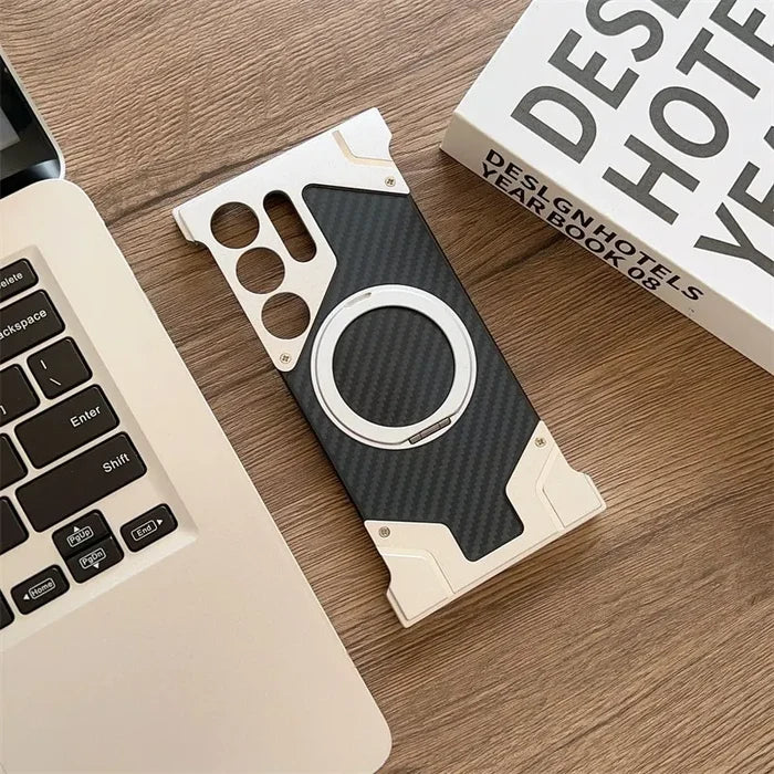 Magnetic Aluminum Metal Frameless Carbon Fiber Back Case for Samsung