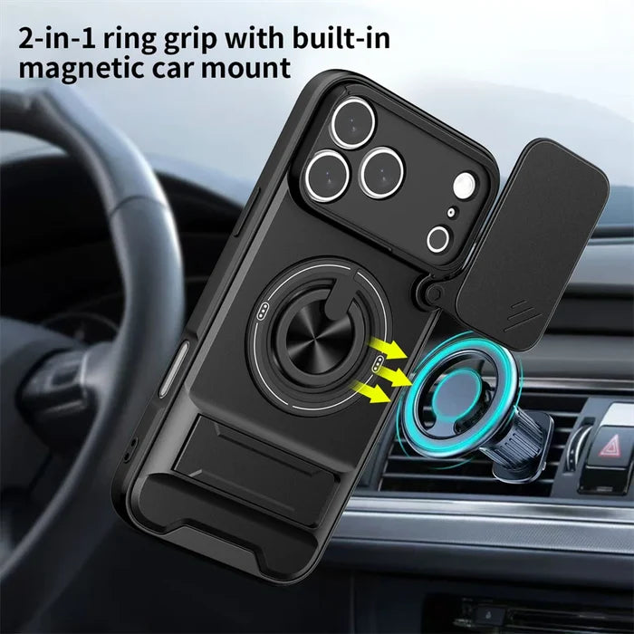 Magnetic Phone Case with Lens Protector & Stand