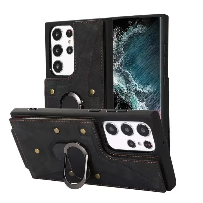 Magnetic Ring Stand Wallet Card Phone Case for Samsung Galaxy