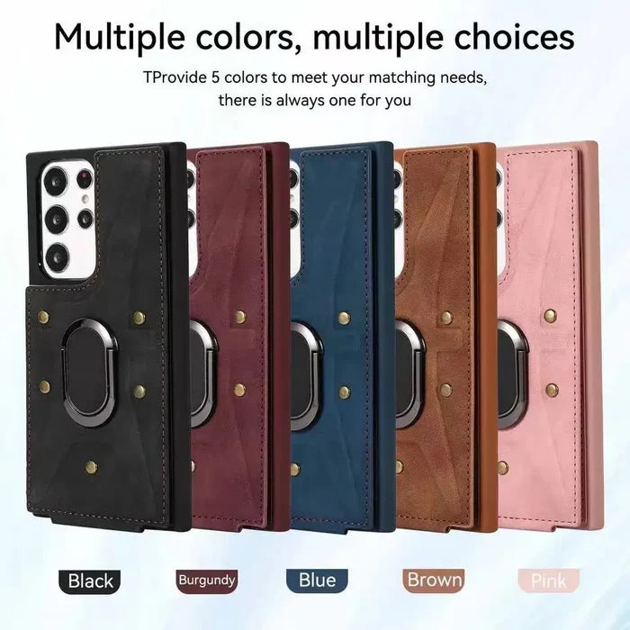 Magnetic Ring Stand Wallet Card Phone Case for Samsung Galaxy