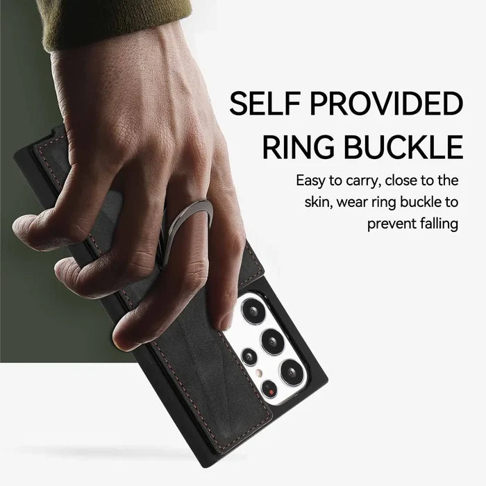 Magnetic Ring Stand Wallet Card Phone Case for Samsung Galaxy