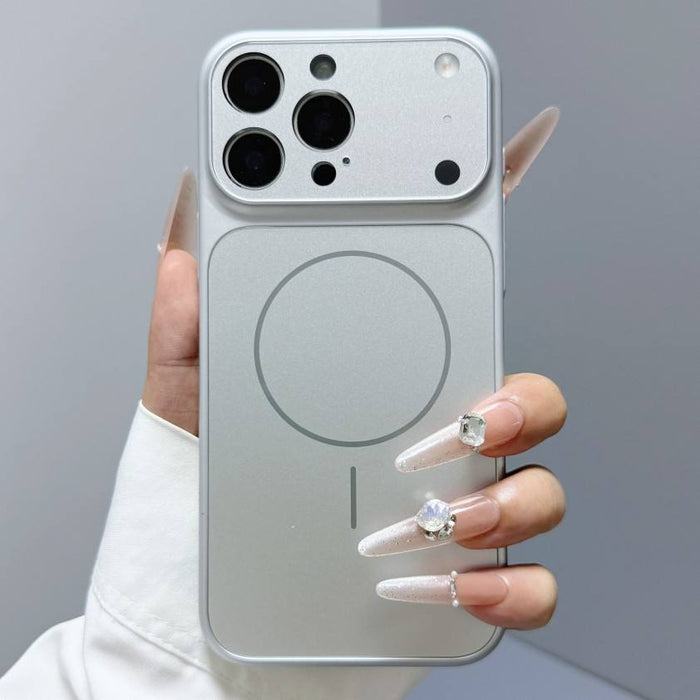 Magnetic Shockproof AG Matte Glass Phone Case with Lens Protection for iPhone 17 16 15 14 13 Pro Max