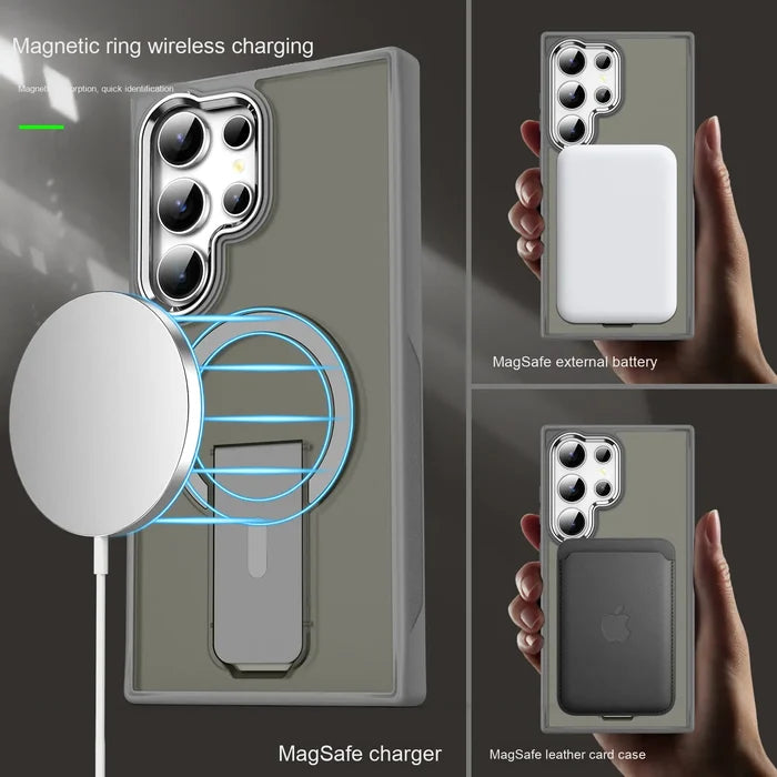 Magnetic Shockproof Matte Skin-Feel Case with Kickstand for Samsung S25 / S24 / S23/s22Ultra