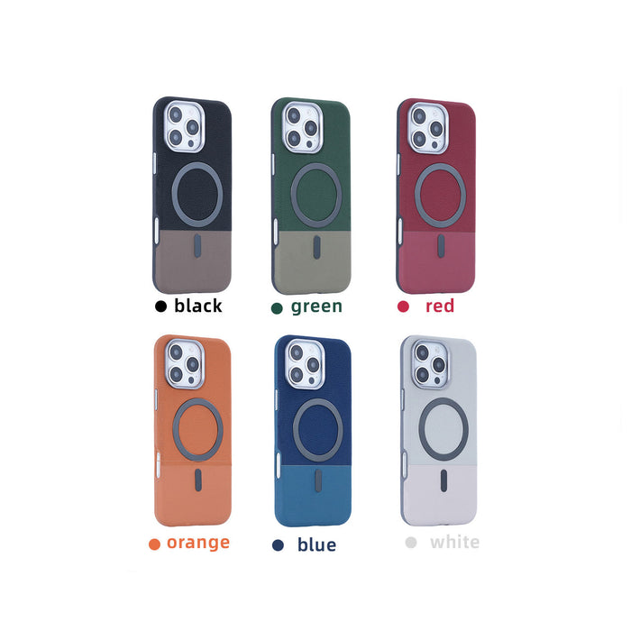 Magnetic Wireless iPhone Case –  Leather + TPU/PC Half-Full Cover, Compatible with iPhone 12–16 Pro Max