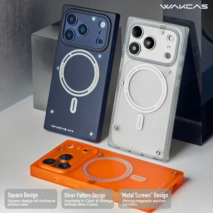 Matte Semi-Transparent Magnetic Square Case for iPhone