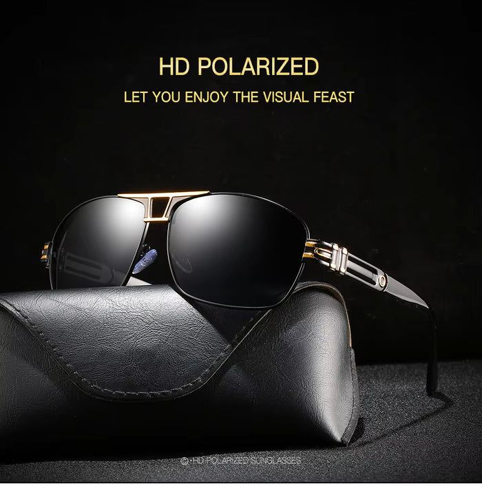 Men's Polarized Metal Frame Pilot Sunglasses