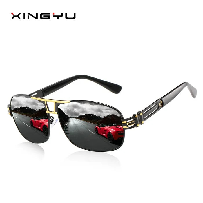 Men's Polarized Metal Frame Pilot Sunglasses