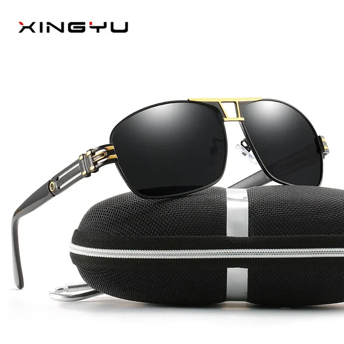 Men's Polarized Metal Frame Pilot Sunglasses